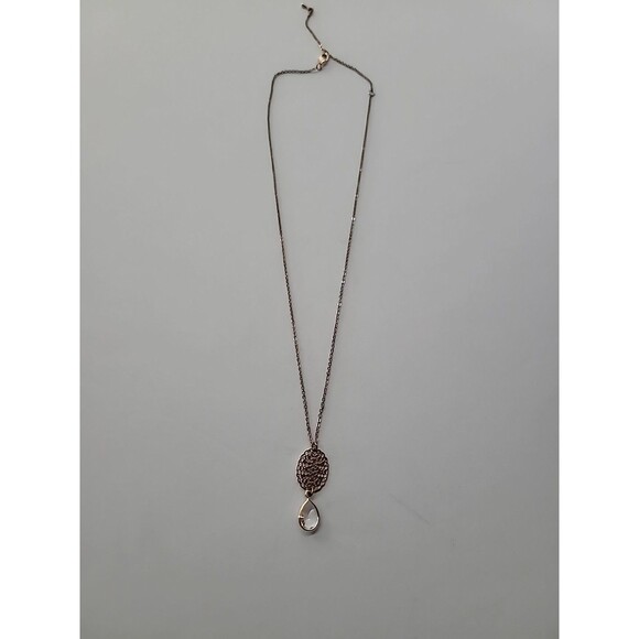 Vintage Necklace Gold Tone Chain Pendant Charm Crystal Clear Jewelry Costume - Picture 8 of 9